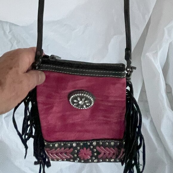 Ladies Pink Suede Handbag by the P&G Western Collection - Picture 2 of 4